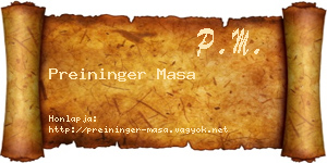 Preininger Masa névjegykártya